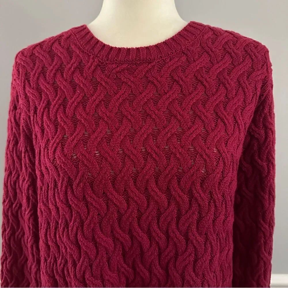 Jeanne Pierre Sweater Red Knitted Cotton Round Neck Long Sleeve size XXL - Picture 3 of 6